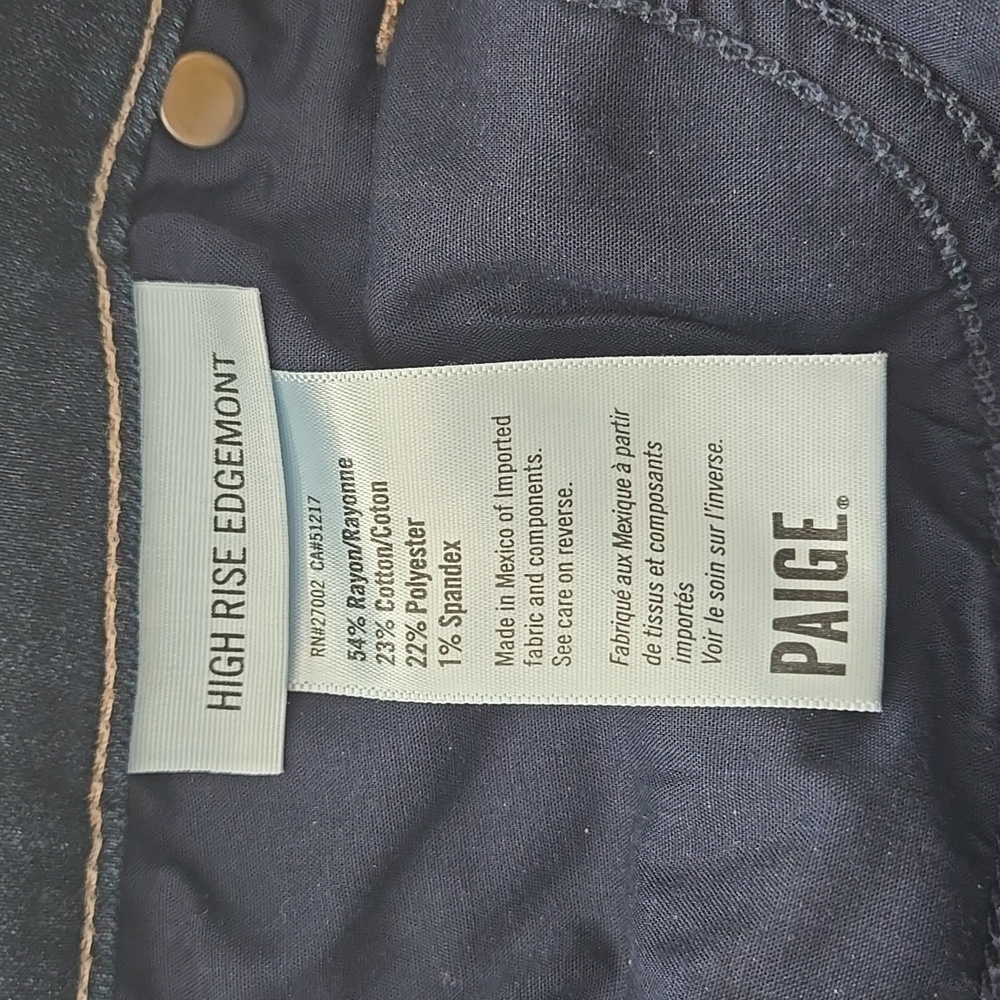 PAIGE Womans High Rise Edgemont Skinny Jeans in Whiskers Darker Wash Sz 32 - Picture 11 of 12